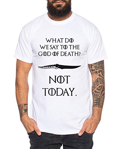 Not Today III - Herren T-Shirt Targaryen Thrones Game of stark Lannister Baratheon Daenerys Khaleesi tv blu-ray DVD, Größe:M, Farbe:Weiß von Sambosa