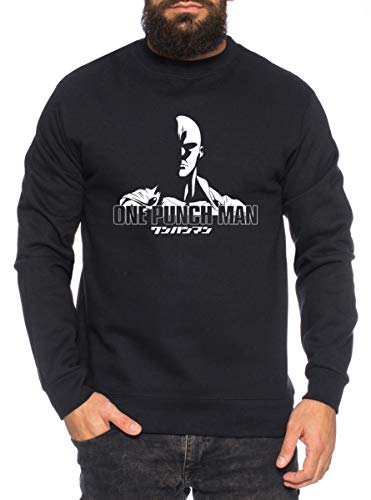 OPM Saitama Herren Sweatshirt Punch one Anime Manga, Farbe:Schwarz, Größe:L von Sambosa