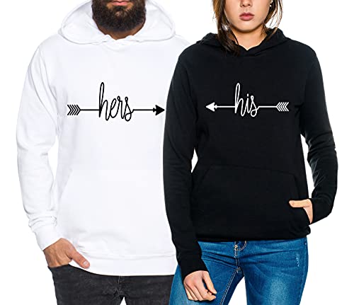 Pfeil His Hers -Partner-Hoodie Damen und Herren - 2 Stück-Couple-Kapuzenpullover Geschenk Set für Verliebte - Partner-Geschenke - Bestes Geburtstagsgeschenk - Partnerlook von Sambosa