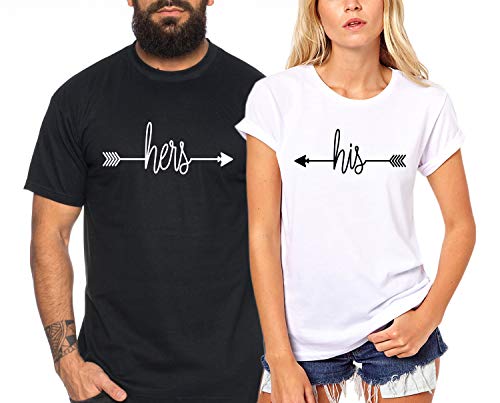 Pfeil His Hers - Partner-T-Shirt Damen und Herren - 2 Stück - Couple-Shirt Geschenk Set für Verliebte - Partner-Geschenke - Bestes Geburtstagsgeschenk - Partnerlook von Sambosa