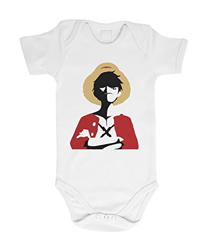 Piratenkönig Baby Strampler Body Luffy Ruffy One Monkey Anime Piece Zoro, Farbe:Weiß;Größe:56 von Sambosa