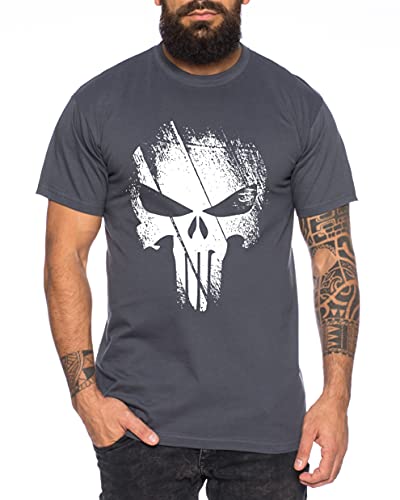 Punish - Herren T-Shirt Jon Bernthal Skull Logo Comics, Farbe:Dunkelgrau, Größe:XXL von Sambosa