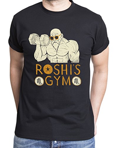 Roshis Gym Herren T-Shirt Goku Dragon Master Son Ball Vegeta Turtle Roshi Db, Farbe:Schwarz;Größe:XL von Sambosa