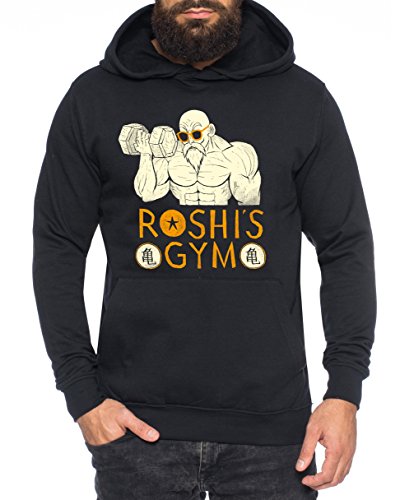Roshis Gym Nerd Herren Hoodie One Goku Dragon Master Son Ball Vegeta Turtle Roshi Piece Golds Db, Farbe:Schwarz;Größe:3XL von Sambosa