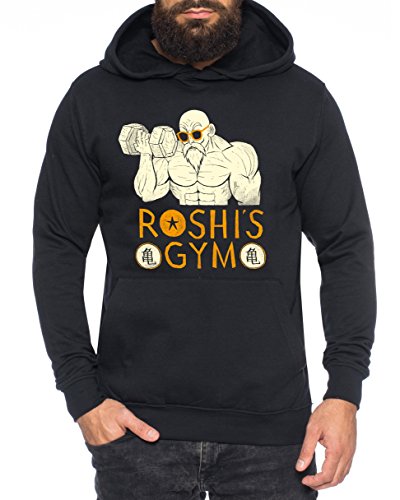 Roshis Gym Nerd Herren Hoodie One Goku Dragon Master Son Ball Vegeta Turtle Roshi Piece Golds Db, Farbe:Schwarz;Größe:XL von Sambosa