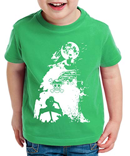 Ruffy Schiff Zorro One Manga Kinder T-Shirt Anime Piece, Kinder T-Shirt Größe:134-146 (9-11 Jahre), Kinder Farben:Grün von Sambosa