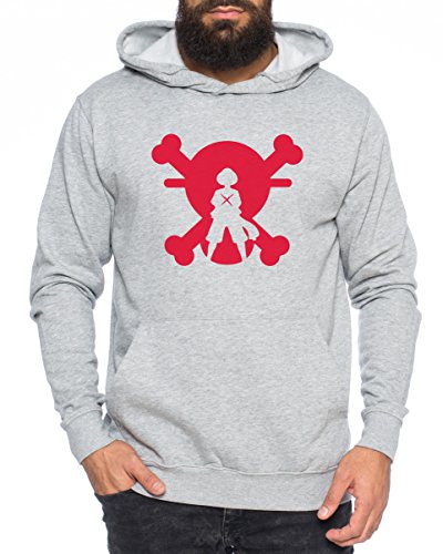 RuffyX Herren Hoodie Ruffy Zoro One Nami Lysop Piece Portgas D., Farbe:Dunkelgrau Meliert;Größe:XXL von Sambosa