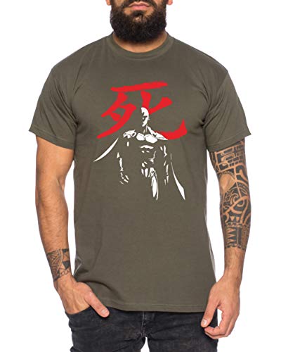 Saitama Stand Herren T-Shirt Punch one Anime Manga, Größe:XL, Farbe:Khaki von Sambosa