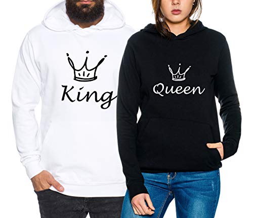 Sambosa Fun King Queen Partner Look Pärchen Valentinstag Hoodie, Größe:XL, Partner Hoodies:Herren Hoodie Schwarz von Sambosa