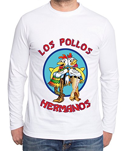 Sambosa Los Pollos Herren Long Sleeve Hermanos Bad Heisenberg Breaking, Farbe:Weiß;Größe:L von Sambosa