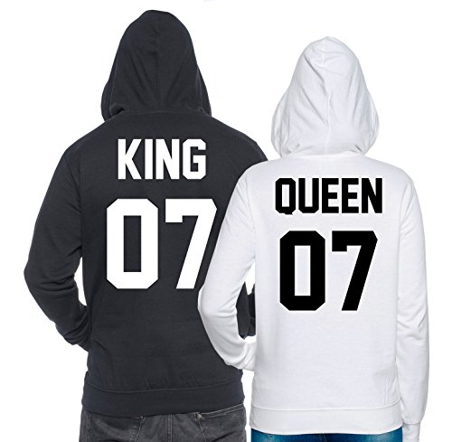 Sambosa Partner Look Pärchen Hoodie Set King Queen für Pärchen als Geschenk, Größe:Damen Gr. S + Herren Gr. L von Sambosa