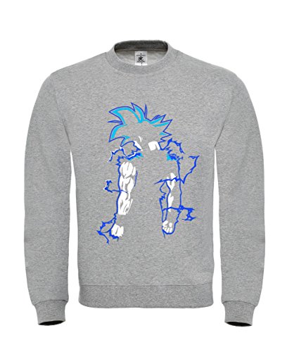 Sambosa Super Son Goku Blue God Modus Herren Longsleeve Sweatshirt Pullover von Sambosa