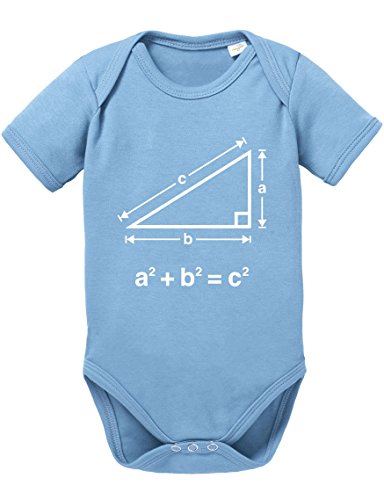 Satz des Pythagoras Baby Strampler Body, Größe:62;Farbe:Babyblau von Sambosa