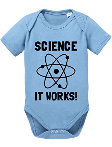 Science Works Big Baby Strampler Bang Bio Sheldon Baumwolle Theory Body Jungen & Mädchen 0-12 Monate, Größe:74/7-9 Monate, Farbe:Babyblau von Sambosa