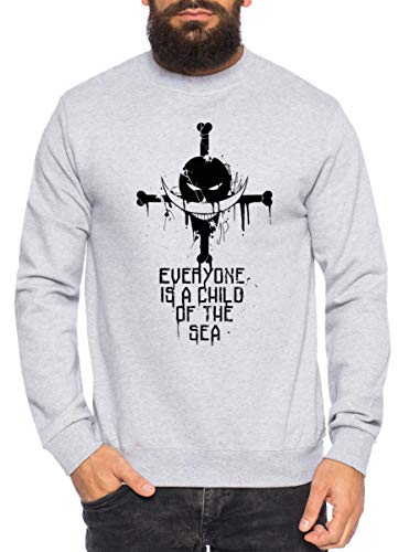 Sea Zorro One Manga Herren Sweatshirt Ruffy Anime Piece, Farbe:Grau Meliert, Größe:S von Sambosa