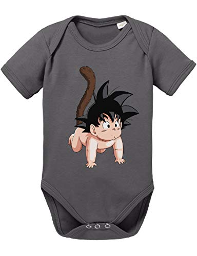 Son Baby Dragon Ball Strampler Bio Baumwolle Body Jungen & Mädchen 0-12 Monate, Größe:74/7-9 Monate, Farbe:Dunkel Grau von Sambosa