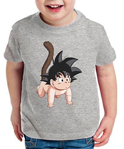 Son Baby Kinder T-Shirt Goku Dragon Master Ball Vegeta Turtle Roshi Db, Farbe:Dunkelgrau Meliert;Kinder T-Shirt Größe:110/116 von Sambosa