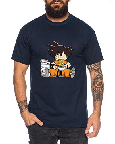 Son Eat - Herren T-Shirt Son Ruffy Luffy Naruto Saitama One Dragon Master Goku Ball Vegeta Turtle Roshi Piece Golds Db, Farbe:Dunkelblau, Größe:XXL von Sambosa