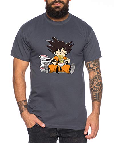 Son Eat - Herren T-Shirt Son Ruffy Luffy Naruto Saitama One Dragon Master Goku Ball Vegeta Turtle Roshi Piece Golds Db, Farbe:Dunkelgrau, Größe:XL von Sambosa