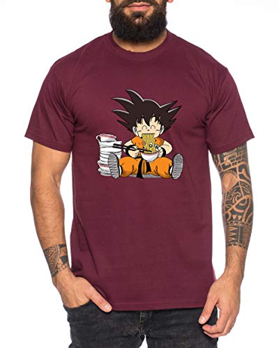 Son Eat - Herren T-Shirt Son Ruffy Luffy Naruto Saitama One Dragon Master Goku Ball Vegeta Turtle Roshi Piece Golds Db, Größe:L, Farbe:Weinrot von Sambosa