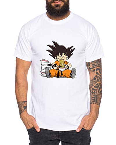 Son Eat - Herren T-Shirt Son Ruffy Luffy Saitama One Dragon Master Goku Ball Vegeta Turtle Roshi Piece Golds Db, Größe:L, Farbe:Weiß von Sambosa