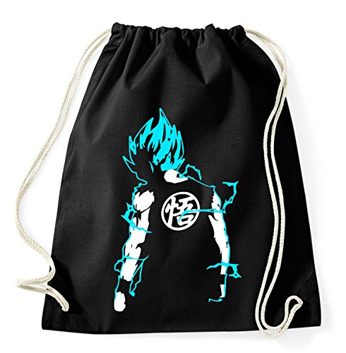 Super Saiyajin Gym Bag Goku Dragon Master Son Ball Vegeta Turtle Roshi Db, Farbe:Schwarz/Blau von Sambosa