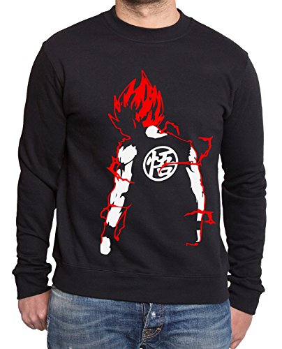 Super Saiyajin Herren Sweatshirt Goku Dragon Master Son Ball Vegeta Turtle Roshi Db, Farbe:Schwarz/Rot;Größe:L von Sambosa
