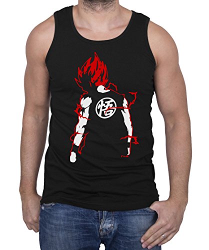 Super Saiyajin Herren Tank Top Goku Dragon Master Son Ball Vegeta Turtle Roshi Db, Farbe:Schwarz/Rot;Größe:L von Sambosa