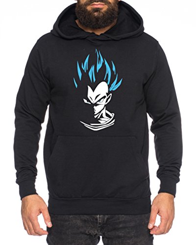 Super Vegeta Herren Hoodie One Son Dragon Master Goku Ball Vegeta Turtle Roshi Piece Golds Db, Farbe:Schwarz/Blau;Größe:XL von Sambosa