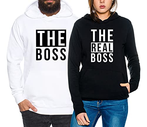 The Real Boss - Partner-Hoodie Damen und Herren - 2 Stück - Couple-Kapuzenpullover Geschenk Set für Verliebte - Partner-Geschenke - Bestes Geburtstagsgeschenk - Partnerlook von Sambosa