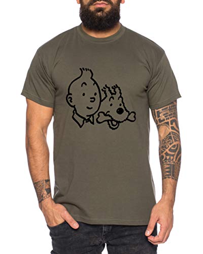 Tim Herren T-Shirt Cooles Struppi lustiges Fun Shirt, Größe:L, Farbe:Khaki von Sambosa