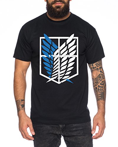 Titan Aufklärungstruppe Wappen AOT on Attack Herren T-Shirt, Farbe:Schwarz;Größe:L von Sambosa