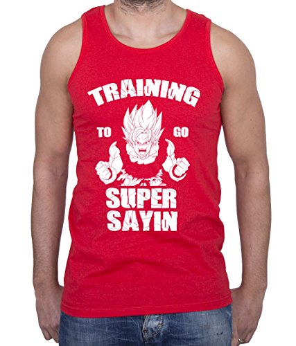 Train Super Sayin Herren Tank Top Goku Dragon Master Son Ball Vegeta Turtle Roshi Db, Farbe:Rot;Größe:L von Sambosa