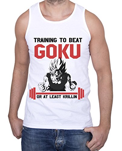 Train to Beat Goku Herren Tank Top Dragon Master Son Ball Vegeta Turtle Roshi Db, Farbe:Weiß;Größe:L von Sambosa