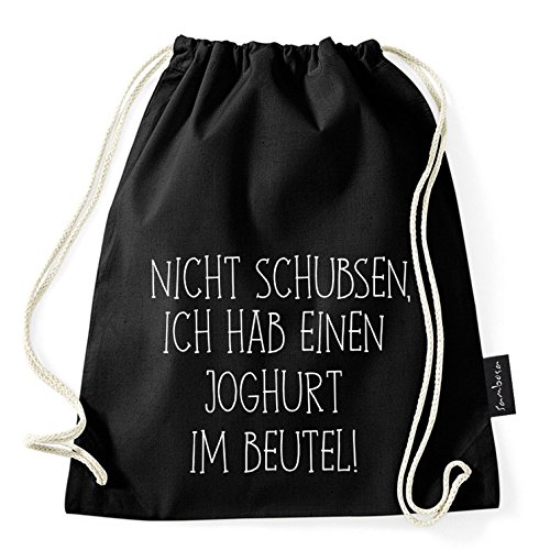 Über 50 Sprüche & Designs auswählbar/Sambosa Turnbeutel mit Spruch/Beutel: Schwarz/Rucksack/Jutebeutel/Sportbeutel/Hipster/Collegebag/Sportbeutel, Bag:Joghurt von Sambosa