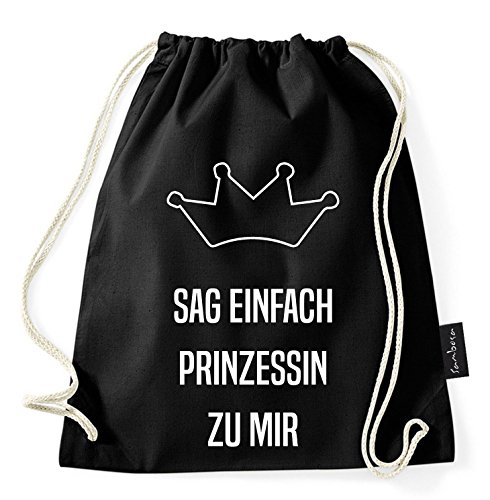 Über 50 Sprüche & Designs auswählbar/Sambosa Turnbeutel mit Spruch/Beutel: Schwarz/Rucksack/Jutebeutel/Sportbeutel/Hipster/Collegebag/Sportbeutel, Bag:Sag Prinzessin zu Mir von Sambosa