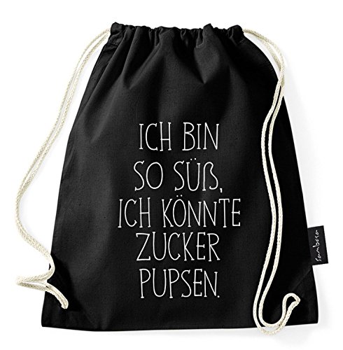 Über 50 Sprüche & Designs auswählbar/Sambosa Turnbeutel mit Spruch/Beutel: Schwarz/Rucksack/Jutebeutel/Sportbeutel/Hipster/Collegebag/Sportbeutel, Bag:Zucker von Sambosa