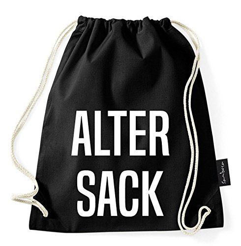 Über 60 Sprüche & Designs auswählbar/Sambosa Turnbeutel mit Spruch/Beutel: Schwarz/Rucksack/Jutebeutel/Sportbeutel/Hipster, Bag:Alter Sack von Sambosa
