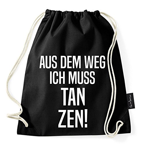 Über 60 Sprüche & Designs auswählbar/Sambosa Turnbeutel mit Spruch/Beutel: Schwarz/Rucksack/Jutebeutel/Sportbeutel/Hipster, Bag:Muss Tanzen von Sambosa