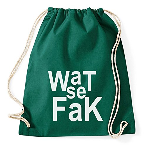 Wat se fak Gym Bag Turnbeutel Rucksack Sport Hipster Style in 8 Farben, Farbe:Gruen von Sambosa