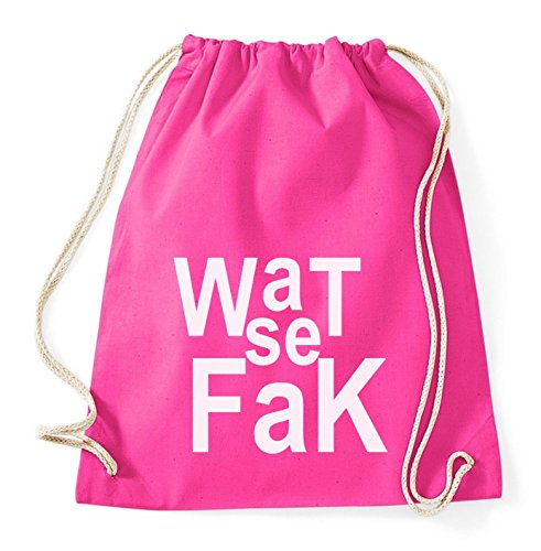 Wat se fak Gym Bag Turnbeutel Rucksack Sport Hipster Style in 8 Farben, Farbe:Pink von Sambosa