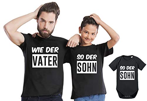 Wie der Vater so der Sohn - Partner - T-Shirt Papa Kind Baby Strampler Body Partnerlook, Größe:M, T-Shirts:Herren T-Shirt Schwarz von Sambosa