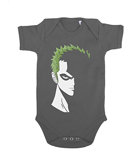 Zoro Baby Strampler Body Luffy Ruffy One Monkey Anime Piece Zoro, Farbe:Grau/Grün;Größe:74 von Sambosa