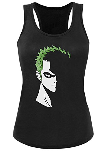 Zoro Damen Tank Top Luffy Ruffy One Monkey Anime Piece Zoro, Farbe:Schwarz/Grün;Größe:M von Sambosa
