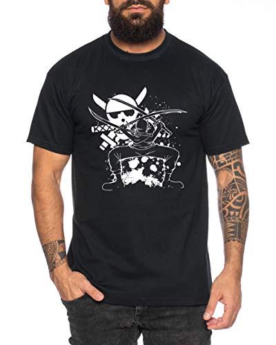 Zorro Angry One Manga Herren Ruffy T-Shirt Anime Piece, Farbe:Schwarz, Größe:L von Sambosa