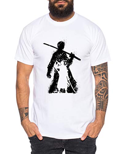 Zorro Bruch One Manga Herren Ruffy T-Shirt Anime Piece, Größe:L, Farbe:Weiß von Sambosa