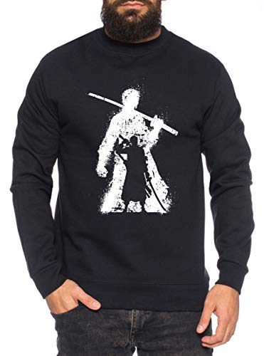 Zorro Bruch One Manga Herren Sweatshirt Ruffy Anime Piece, Farbe:Schwarz, Größe:L von Sambosa