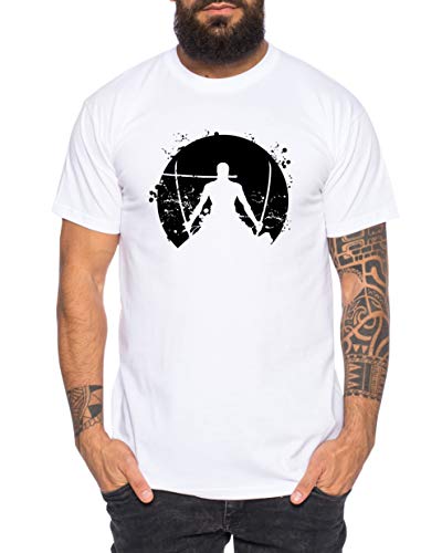 Zorro Moon One Manga Herren Ruffy T-Shirt Anime Piece, Größe:4XL, Farbe:Weiß von Sambosa