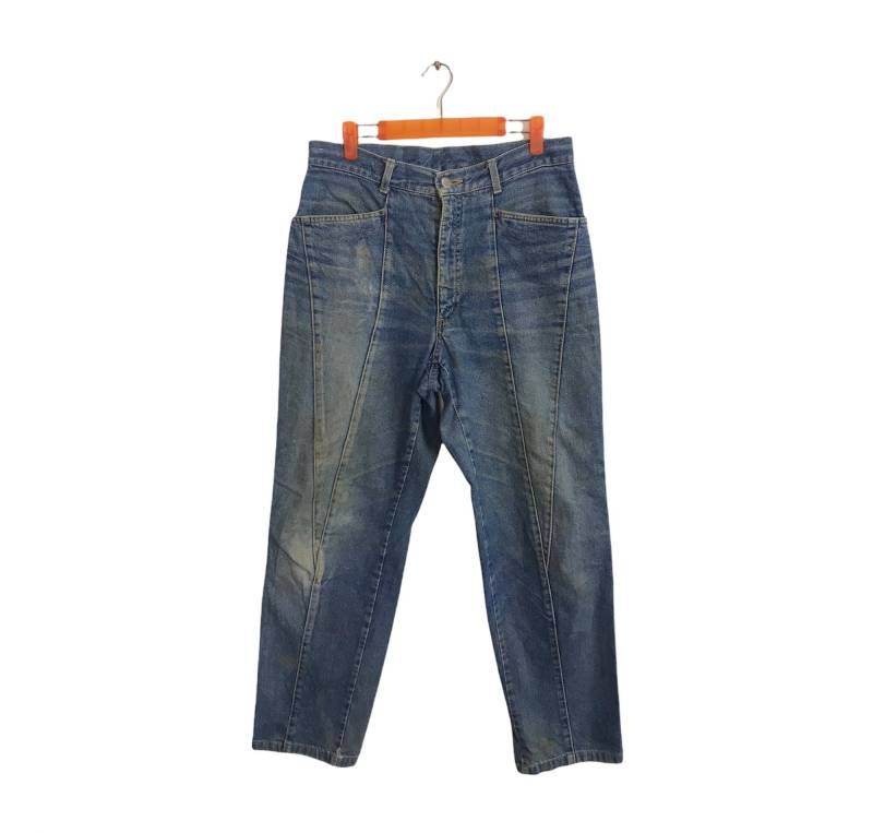 Vintage 90Er Jahre Western Wear Distressed Denim Jeans Indigo Gerader Schnitt Größe Taille 31 Inspiriert Designer Unisex K735 von Samdassler