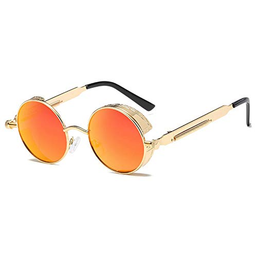 SameeHome Runde Metallbrille für Herren und Damen, Retro-Brille, Vintage, Sunglasses, UV400 (Orange Gold) von SameeHome